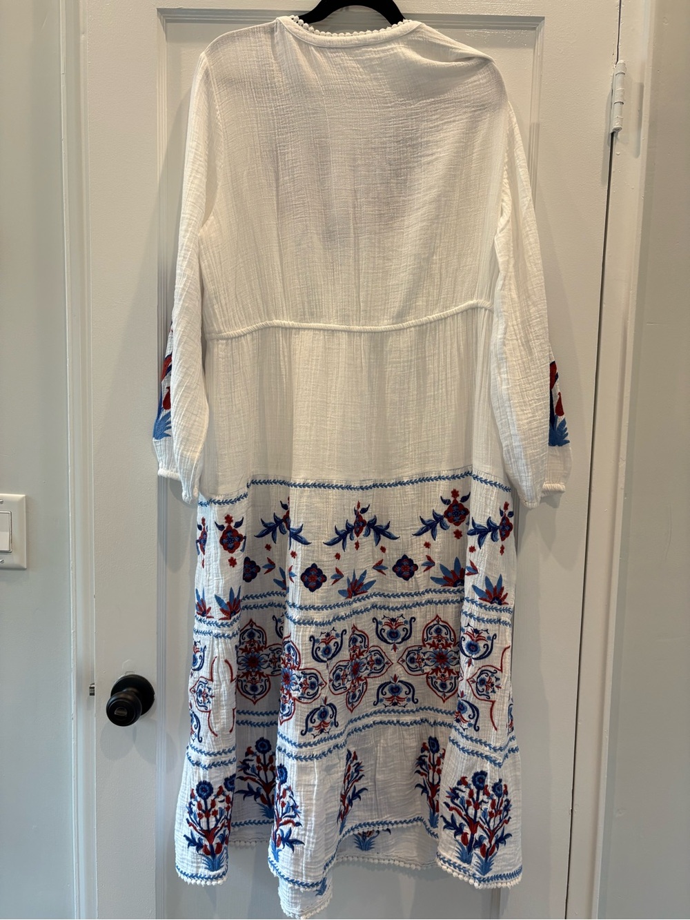 Soft Surroundings White Embroidered Midi Dress Boho 4th of July Americana - Picture 11 of 16